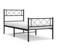 (black, 100 x 190 cm/with headboard & footboard) vidaXL Metal Bed Frame Bedroom Platform Bed Base Bedstead Mattress Foundation