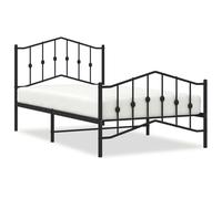 Metal Bed Frame without Mattress with Footboard Black 100x190cm