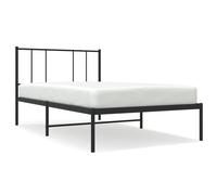 Metal Bed Frame with Headboard Black 100x190 cm