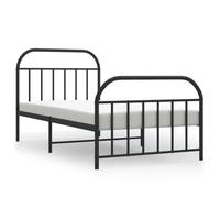 vidaXL Metal Bed Frame with Headboard and Footboard Black 100x190 cm (353647), Black