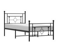 (black, 100 x 200 cm/with headboard & footboard) vidaXL Metal Bed Frame Home Bedroom Bed Base Mattress Foundation Bedstead