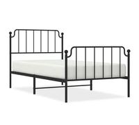 (black, 100 x 200 cm/with headboard & footboard) vidaXL Metal Bed Frame Home Bedroom Bed Base Mattress Foundation Bedstead