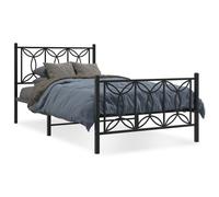 (black, 100 x 200 cm/ with headboard & footboard) vidaXL Metal Bed Frame with Headboard Home Bed Base Bedstead