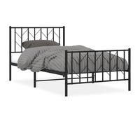 (black, 100 x 200 cm/ with headboard & footboard) vidaXL Metal Bed Frame with Headboard Mattress Foundation Black 80x200 cm