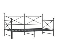 (black, 100 x 200 cm/with trundle) vidaXL Daybed with Trundle without Mattress Black 100x200 cm Steel sofa bed