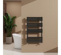(Black, 1000x600mm) Heated Towel Rail Flat Central Heating Radiator