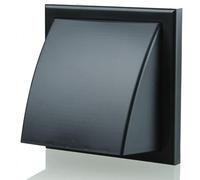 Black 100mm 4 Inch Plastic Cowled Hooded Wind Baffle Wall Grille Air Ventilation Round Spigot + Wind Baffle & Backdraught Shutter Wall Ceiling Duct Extractor Inline Fan Bathroom Cover Cooker Hood