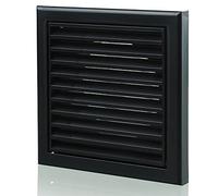Black 100mm 4 Inch Plastic Louvred Wall Grille Vent Ceiling Extractor Fan Bathroom Wall etc. Fixed Blade inc. Flyscreen -Internal + External Use- in-Line Tumble Dryer Ventilation House Hydroponics