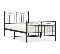 (black, 100x190 cm/with headboard & footboard) vidaXL Metal Bed Frame Home Bedroom Bed Base Mattress Foundation Bedstead