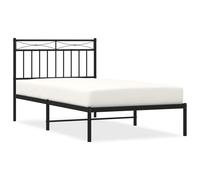 (black, 100x190 cm/with headboard) vidaXL Metal Bed Frame Home Bedroom Bed Base Mattress Foundation Bedstead