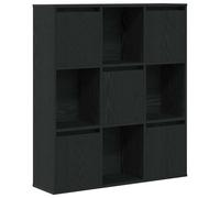 Bookcase Black Oak 89x24x101.5cm Engineered Wood 4Compartment Display Shelf Slim