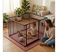 Safetots Play Den 105cm x 105cm, Black, 70cm High, with Soft Foam Play Mat, Warm Rose, 120cm x 120cm, Black