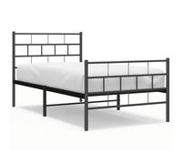 (black, 107 x 203 cm/with headboard & footboard) vidaXL Metal Bed Frame Bedroom Platform Bed Base Bedstead Mattress Foundation