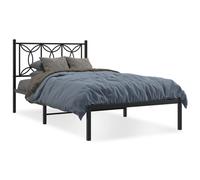 vidaXL Metal Bed Frame without Mattress with Headboard Black 107x203cm, Black