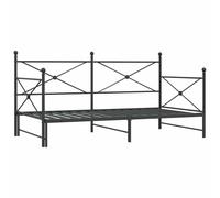 (black, 107 x 203 cm/with trundle) vidaXL Daybed with Trundle without Mattress Black 100x200 cm Steel sofa bed