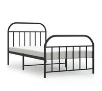 (black, 107 x 203/with headboard & footboard) vidaXL Metal Bed Frame Bedroom Bed Base Bedstead Metal Matress Foundation
