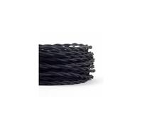 (Black, 10m) 3 Core Twisted Vintage Style Coloured Fabric Cable