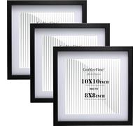 Black 10x10'' Square Wood Photo Frame Set of 3 with Acid Free 8x8'' Mount, 8x8'' picture frames with Acrylic Glass Front for Wall Mount &Tabletop Display,Ideal for Home Gallery Decor & Gifts