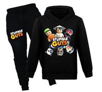 (Black, 11-12 Years) Kids Stumble Guys Pullover Hoodies And Sweatpants 2 Piece Outfit Set Jogging Tracksuit Sweatshirt Set For Boys Girls Chork