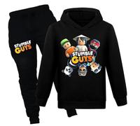 (Black, 11-12 Years) Tmall 7-14 Years Kids Teens Stumble Guys Tracksuit Set Hooded Sweatshirt Hoodies pants Casual Sports Outfits Gifts[hsf]