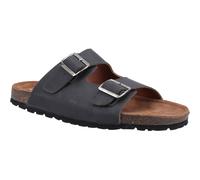 (Black, 11 (Adults')) Hush Puppies Nash Slider Leather Men's Black Sandals