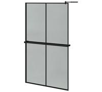 vidaXL Walk-in Shower Wall with Shelf Black 118x190 cm ESG Glass&Aluminium