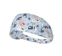 Black 11cm Wide Headbands for Women - Cute Chameleons On Blue Head Bands for Women's Hair, Hair Bands for Women's Hair
