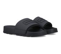 (Black, 12 (Adults')) Hunter Core Embossed Slider Polyester Black Slides