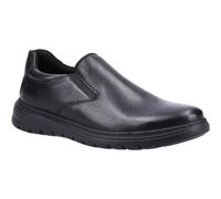 (Black, 12 (Adults')) Hush Puppies Trent Leather Men's Black Slip-On Shoes