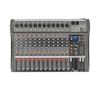 Black 12-Channel Audio Mixer, Sound Mixing Console with Multi-Track USB Bluetooth and 48V Phantom Power, for Studio Karaoke PC Live Performance KTV 51 * 34.5 * 4cm