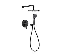 Black 12-Inch Shower Set - Wall Mounted Shower Combo with Handheld Shower & 2-Function Concealed System for Ultimate Bathroom Upgrade