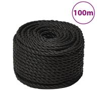 (black, 12 mm/ 100 m) vidaXL Twisted Rope Garden Workshop Line Work Rope Boat Rope Polypropylene