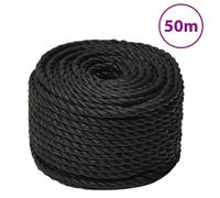 (black, 12 mm/ 50 m) vidaXL Twisted Rope Garden Workshop Line Work Rope Boat Rope Polypropylene