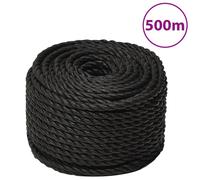 (black, 12 mm/ 500 m) vidaXL Twisted Rope Garden Workshop Line Work Rope Boat Rope Polypropylene