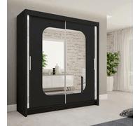 (Black , 120 cm ) Modern Double Sliding Mirror Door wardrobe