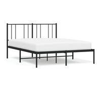 Vidaxl Metal Bed Frame With Headboard Black 120X190 Cm 4Ft Small Double, Black