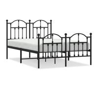 Vidaxl Metal Bed Frame With Headboard And Footboard Black 120X190 Cm Small Double, Black