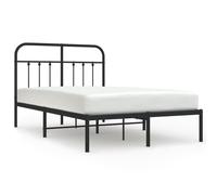 vidaXL Metal Bed Frame with Headboard Black 120x200 cm UK NEW