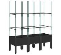 vidaXL Garden Planter with Trellis Black 120x40x142.5 cm PP, Black