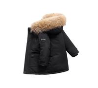 (BLACK, 120cm) Boys Winter Jacket Kids Hooded Down Coats Warm Parka