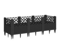 (black, 123,5 x 43,5 x 43,5 cm) vidaXL Garden Planter with Pegs Raised Bed Outdoor Flower Pot Planter Pot PP