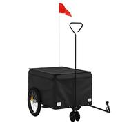 (black, 124 x 53 x 45 cm) vidaXL Bike Cargo Trailer Bike Carriage Bicycle Wagon Trailer with Flag Iron