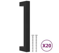 Cabinet Handles 20Pk Black 128mm Brushed Stainless Steel Square Grip Set Packs