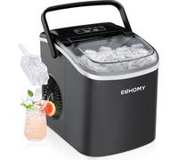 (BLACK-12Kg) EUHOMY Ice Maker Machine Countertop Ice Cube Maker, Self-Cleaning Function,9 Cubes in 6 Mins,Portable Ice Cube Maker Machines with Ice Sc...