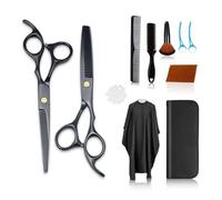 Black 12pcs Hairdressing Scissors and Thinning Shears Set, Professional Haircutting Kit with Barber Accessories, Comb and Clips for Home and Salon