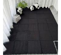 (Black) 12PCS Plush Interlocking Foam Play Mats