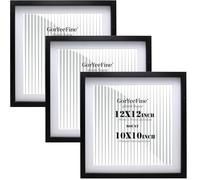 Black 12x12'' Square Wood Photo Frame Set of 3 with Acrylic Glass Front, 30x30cm Picture Frames with Acid Free 10x10'' Mount, for Wall Mount &Tabletop Display,Ideal for Home Gallery Decor & Gifts