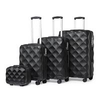 (Black, 13/20/24/28 Inch) 1 to 4 Pcs ABS Hard Shell Travel Suitcase with TSA Lock