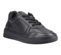 (Black, 13 (Adults')) Hush Puppies Dougie Leather Boys's Black Trainers