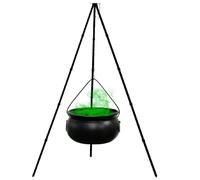 (Black, 130x30cm) Large Witch Cauldron On Tripod With LED String Light 51in Halloween Outdoor Yard Home Decor